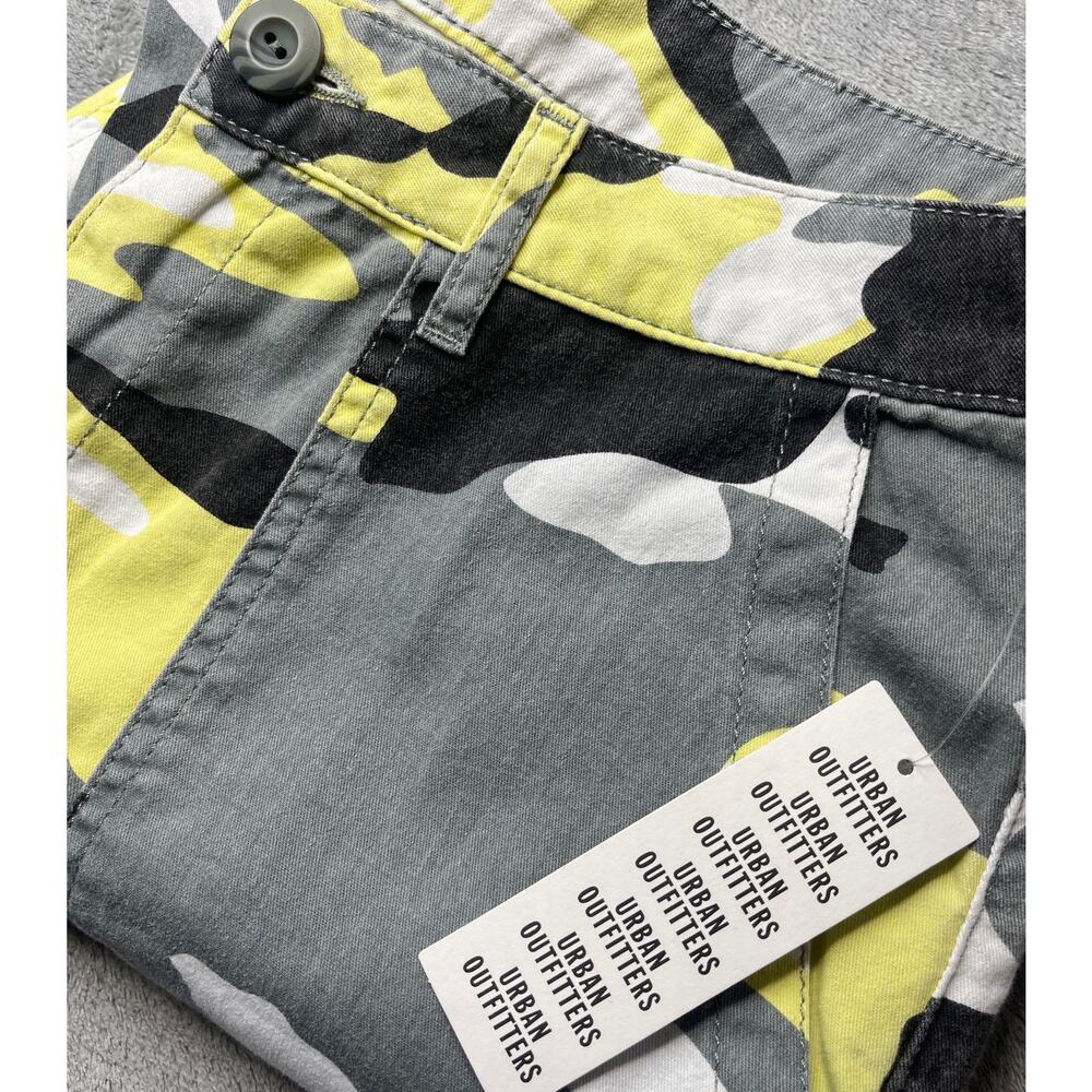 Urban Outfitters Yellow Camo Cargo Pants High Waisted Utility Trousers Size‎ 14